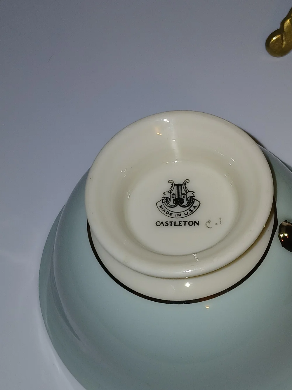 Vintage Castleton China USA Tiffany Blue  Tea Cup, Saucer & Salad Plate Set